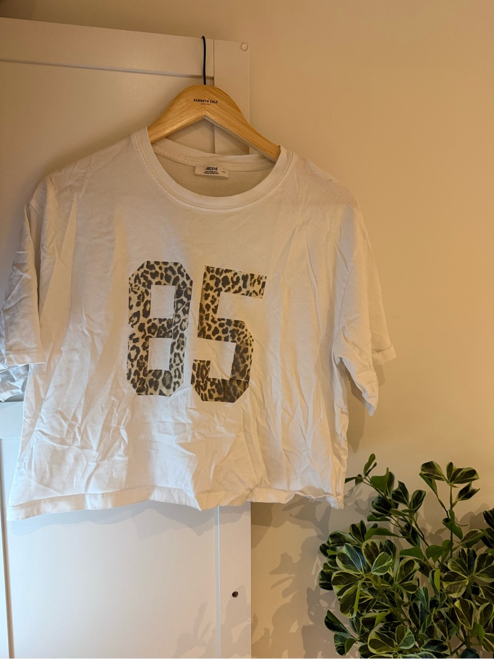 Ardene White Crop Top with Leopard 85 Print